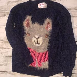 Justice pull over llama sweater size 6 girls